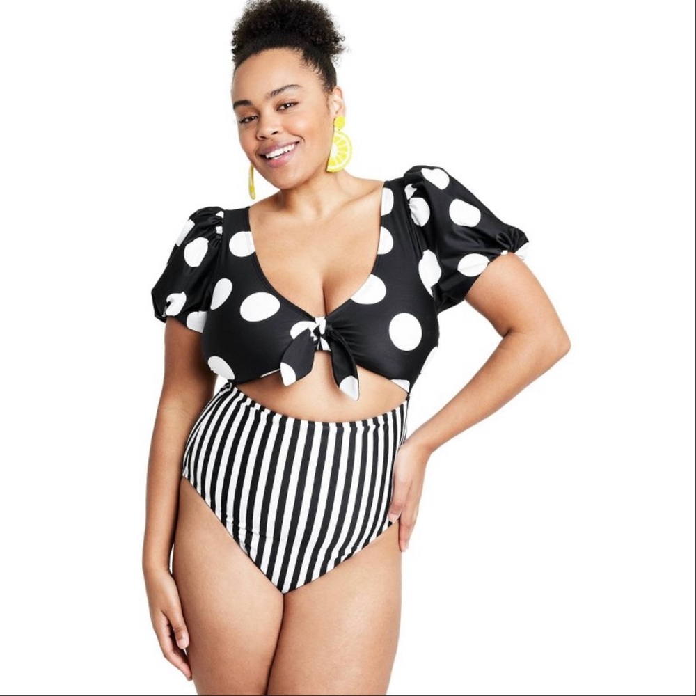 Tabitha Brown polka dot swimming suit